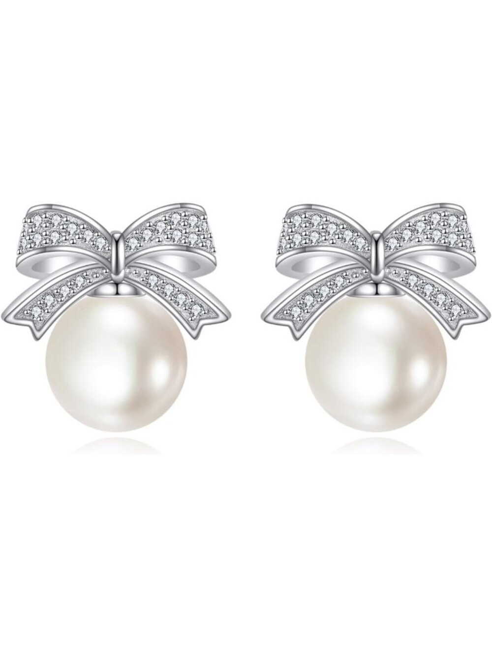 Elegant Rose Pearl Drop Earrings | 925 Sterling Silver Dangle for Weddings